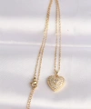 Shoecide 316l Çelik Zincir Altın Renk Zirkon Taşlı Kalp Kolye