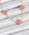 Shoecide 316l Çelik Zincir Gold Pembe Renk Yonca Kadın Kolye