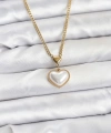 Shoecide 316l Çelik Zincir Gold Renk Bombeli Kalp Model Kadın Kolye