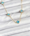 Shoecide 316l Çelik Zincir Gold Renk Buz Mavisi Baby Boy Yonca Kadın Kolye
