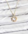 Shoecide 316l Çelik Zincir Gold Renk Kalp Model Zirkon Taşlı Kadın Kolye