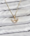 Shoecide 316l Çelik Zincir Gold Renk Kalp Ve Fiyonk Model Zirkon Taşlı Kadın Kolye
