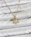 Shoecide 316l Çelik Zincir Gold Renk Kar Tanesi Model Zirkon Taşlı Kadın Kolye
