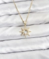 Shoecide 316l Çelik Zincir Gold Renk Kutup Yıldızı Model Zirkon Taşlı Kadın Kolye