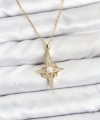 Shoecide 316l Çelik Zincir Gold Renk Kutup Yıldızı Model Zirkon Taşlı Kadın Kolye