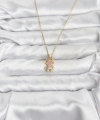 Shoecide 316l Çelik Zincir Gold Renk Teddy Bear Model Zirkon Taşlı Kadın Kolye