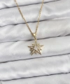 Shoecide 316l Çelik Zincir Gold Renk Yıldız Model Zirkon Taşlı Kadın Kolye