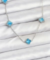 Shoecide 316l Çelik Zincir Gümüş Renk Buz Mavisi Baby Boy Yonca Kadın Kolye