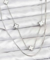 Shoecide 316l Çelik Zincir Gümüş Renk İtalyan Zincirli Yonca Model Kadın Kolye