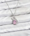 Shoecide 316l Çelik Zincir Gümüş Renk Pembe Kuğu Model Zirkon Taşlı Kadın Kolye
