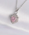 Shoecide 316l Çelik Zincir Gümüş Renk Pembe Zirkon Taşlı Rapunzel Kolye