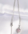 Shoecide 316l Çelik Zincir Gümüş Renk Pembe Zirkon Taşlı Rapunzel Kolye