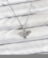 Shoecide 316l Çelik Zincir Gümüş Renk Sinek Model Zirkon Taşlı Kadın Kolye
