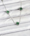 Shoecide 316l Çelik Zincir Gümüş Renk Yeşil Baby Boy Yonca Kadın Kolye
