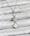 Shoecide 316l Çelik Zincir Gümüş Renk Yonca Detaylı Zirkon Taşlı Kadın Kolye