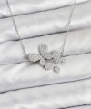 Shoecide 316l Çelik Zincir Gümüş Renk Zirkon Taşlı Kelebek Model Kadın Kolye