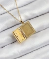 Shoecide 316l Çelik Zirkon Taşlı Açılabilr Kapaklı Kitap Model Gold Renk Kadın Kolye