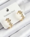 Shoecide 316l Çelik Zirkon Taşlı Çit Halka Model Gold Renk Kadın Küpe