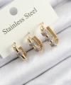 Shoecide 316l Çelik Zirkon Taşlı Dikdörtgen Model Gold Renk 3lü Set Kadın Küpe