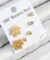 Shoecide 316l Çelik Zirkon Taşlı Kar Tanesi Model Gold Renk Kadın Set Küpe