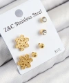 Shoecide 316l Çelik Zirkon Taşlı Kar Tanesi Model Gold Renk Kadın Set Küpe