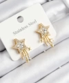 Shoecide 316l Çelik Zirkon Taşlı Kayan Yıldız Model Gold Renk Kadın Küpe