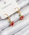 Shoecide 316l Çelik Zirkon Taşlı Sallantılı Kiraz Model Gold Renk Kadın Küpe