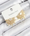 Shoecide 316l Çelik Zirkon Taşlı Yelpaze Model Gold Renk Kadın Küpe