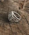 Shoecide Antik Gümüş Renk Akrep İşleme Ayarlanabilir Erkek Yüzük