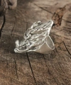 Shoecide Antik Gümüş Renk Ejderha Kafası Model Ayarlanabilir Erkek Yüzük