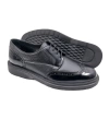 Shoecide Armoni Siyah Açma Hakiki Deri Siyah Rugan Deri Günlük Klasik Erkek Ayakkabı