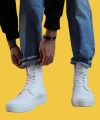Shoecide Bağcıklı Beyaz Erkek Spor Bot 022