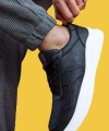 Shoecide Bağcıklı Delikli Desen Rahat Yüksek Taban Siyah Erkek Günlük Ayakkabı 707