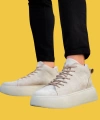 Shoecide Bağcıklı Erkek Yüksek Taban İthal Süet Krem Spor Bot