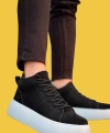 Shoecide Bağcıklı Erkek Yüksek Taban İthal Süet Siyah Spor Bot