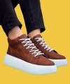 Shoecide Bağcıklı Yüksek Taban Taba Cilt Erkek Spor Bot