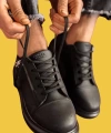 Shoecide Bağcıklı Fermuarlı Yüksek Taban Siyah Erkek Günlük Ayakkabı 555 (siyah Taban)