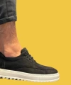 Shoecide Bağcıklı Kalın Yüksek Taban Siyah Süet Erkek Günlük Ayakkabı T12 (beyaz Taban)