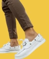 Shoecide Bağcıklı Mevsimlik Keten Beyaz Erkek Loafer Ayakkabı 008
