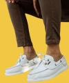 Shoecide Bağcıklı Mevsimlik Keten Beyaz Erkek Loafer Ayakkabı 008