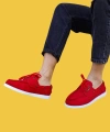 Shoecide Bağcıklı Mevsimlik Keten Kırmızı Erkek Günlük Ayakkabı 008