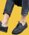 Shoecide Bağcıklı Mevsimlik Keten Siyah Erkek Günlük Ayakkabı 008 (siyah Taban)