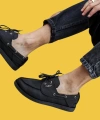Shoecide Bağcıklı Mevsimlik Keten Siyah Erkek Günlük Ayakkabı 008 (siyah Taban)