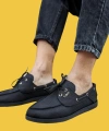 Shoecide Bağcıklı Mevsimlik Keten Siyah Erkek Günlük Ayakkabı 008 (siyah Taban)