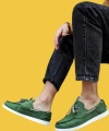 Shoecide Bağcıklı Mevsimlik Keten Yeşil Erkek Loafer Ayakkabı 008