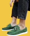 Shoecide Bağcıklı Mevsimlik Keten Yeşil Erkek Loafer Ayakkabı 008