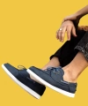 Shoecide Bağcıklı Rahat Taban Mavi Erkek Mevsimlik Keten Ayakkabı 008