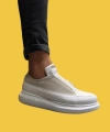 Shoecide Bağcıklı Rahat Yüksek Taban Beyaz Erkek Sneakers Ayakkabı 911