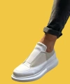 Shoecide Bağcıklı Rahat Yüksek Taban Beyaz Erkek Sneakers Ayakkabı 911