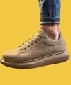 Shoecide Bağcıklı Rahat Yüksek Taban Camel Süet Erkek Günlük Ayakkabı 044